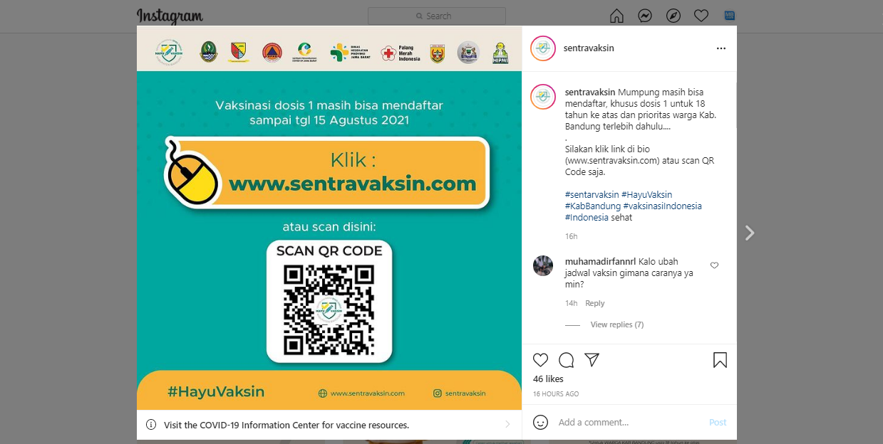   Masih Dibuka, Ini Link Daftar Vaksinasi Kabupaten Bandung Agustus 2021