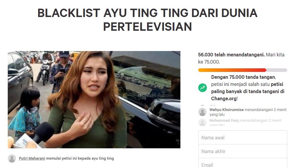 petisi blacklist Ayu Ting Ting
