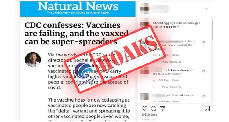 Hoaks pengumuman Pemerintah Amerika Serikat soal vaksin Covid-19 produk gagal