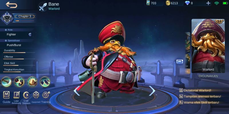Sempat viral di Tiktok hero Bane ini dapat menghancurkan turret tanpa minion.