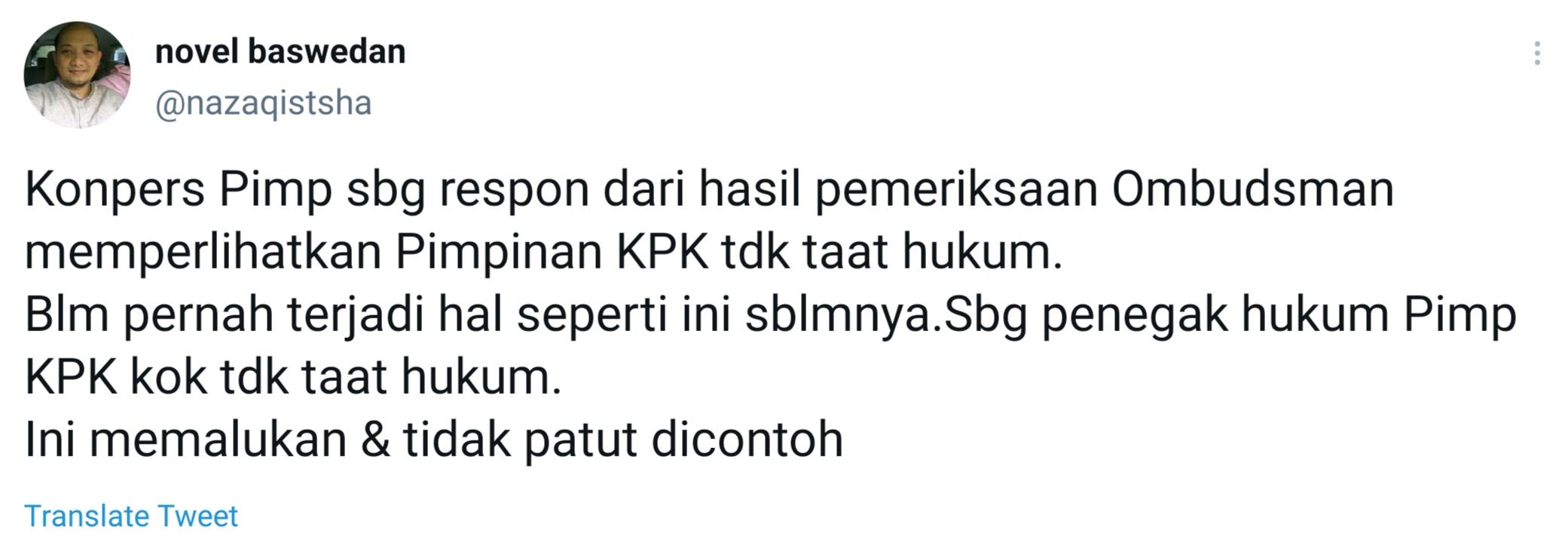 Cuitan Penyidik senior KPK, Novel Baswedan