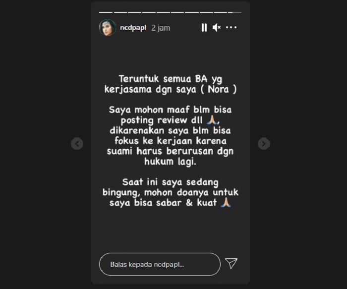 Unggahan Nora Alexandra.