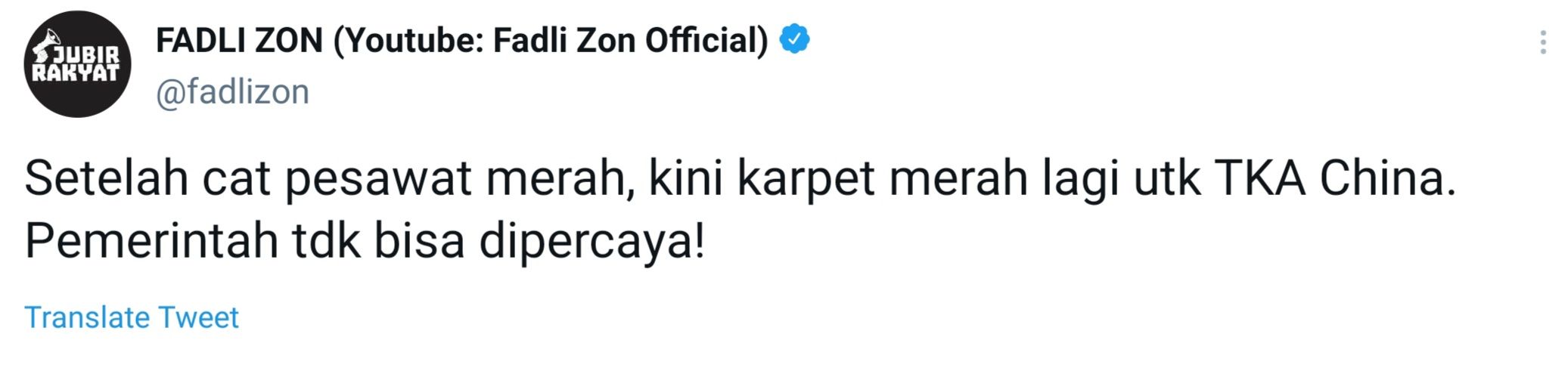Cuitan Anggota DPR RI Fraksi Gerindra, Fadli Zon