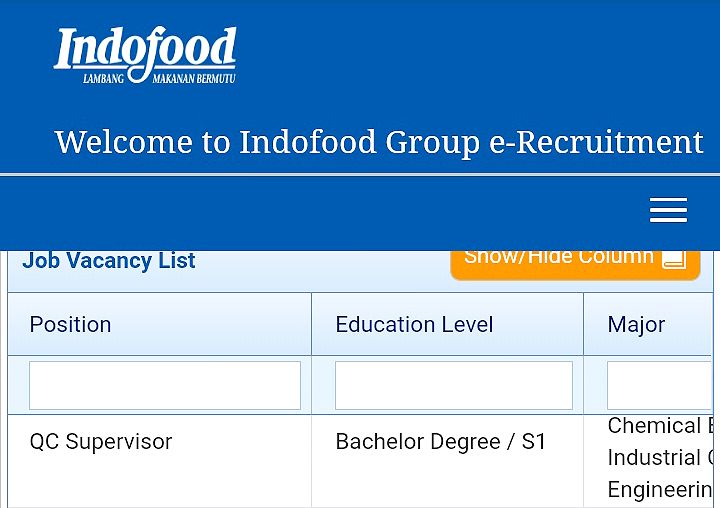 Indofood recruitment 2021