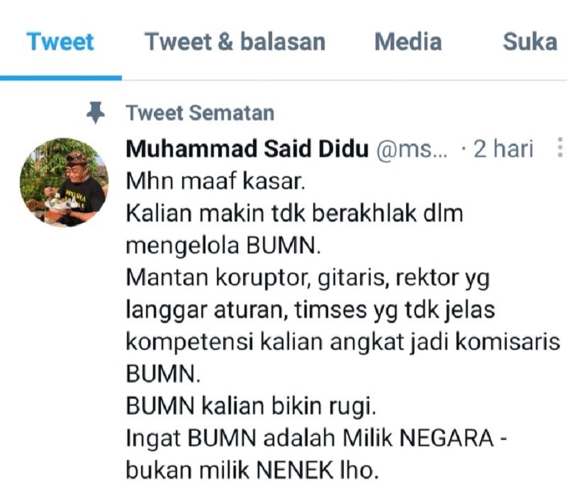 Emir Moeis Mantan Koruptor Diangkat Jadi Komisaris Anak Perusahaan Bumn Said Didu Makin Tidak Berakhlak Pikiran Rakyat Bogor