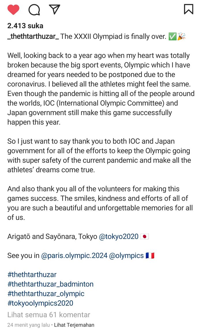 Kesan dan Pesan Thet Htar Thuzar Selama Olimpiade Tokyo 2020