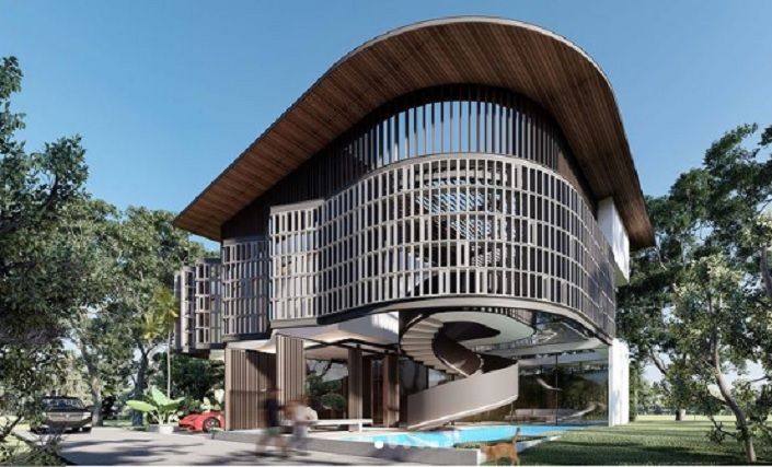 Design rumah Ayu Ting Ting yang dibuat oleh arsitektur Angkasa Architects.