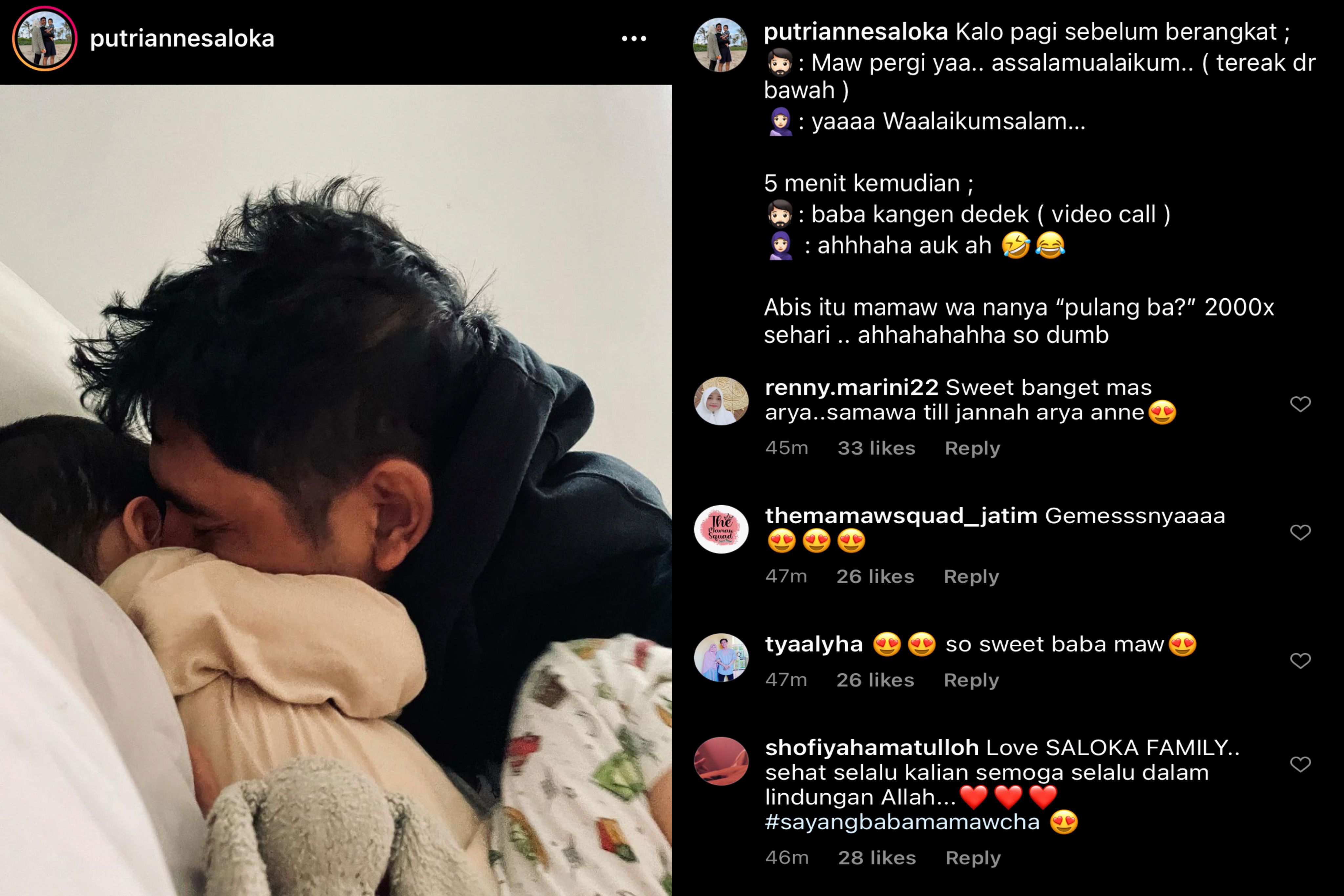 Unggahan istri Arya Saloka, Putri Anne di Instagram.