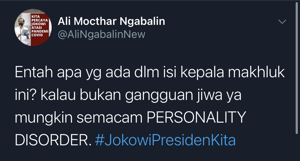 Cuitan Tenaga Ahli Utama KSP, Ali Mochtar Ngabalin.