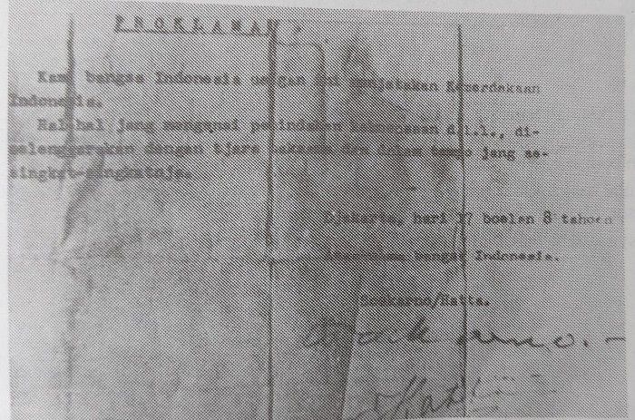 Teks Naskah Proklamasi Kemerdekaan Indonesia versi ketik.