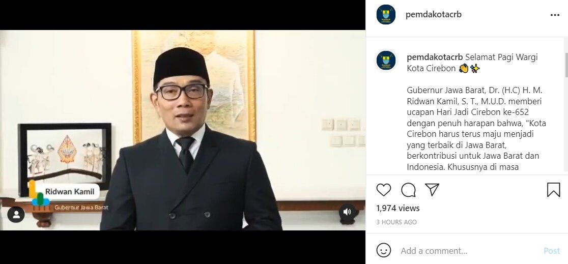 Unggahan Humas Pemda Kota Cirebon. 