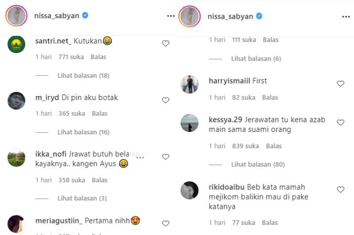 Ini komentar netizen untuk Nissa Sabyan atas muka yang penuh jerawat, singgung kutukan dan azab.