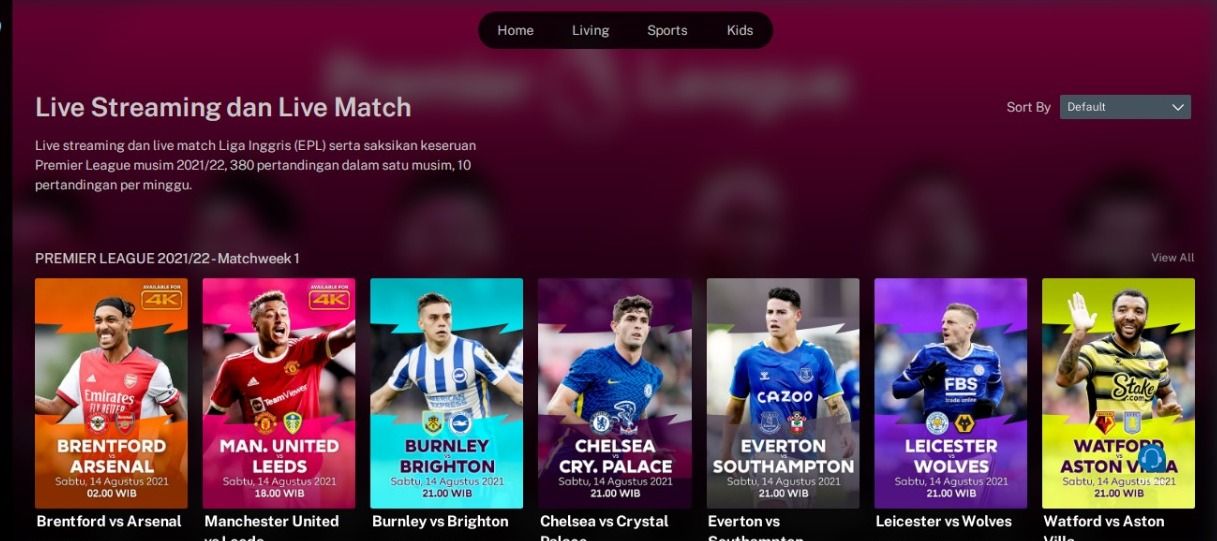 Link Streaming dan Jadwal Siaran langsung Liga Inggris, Pekan Pertama