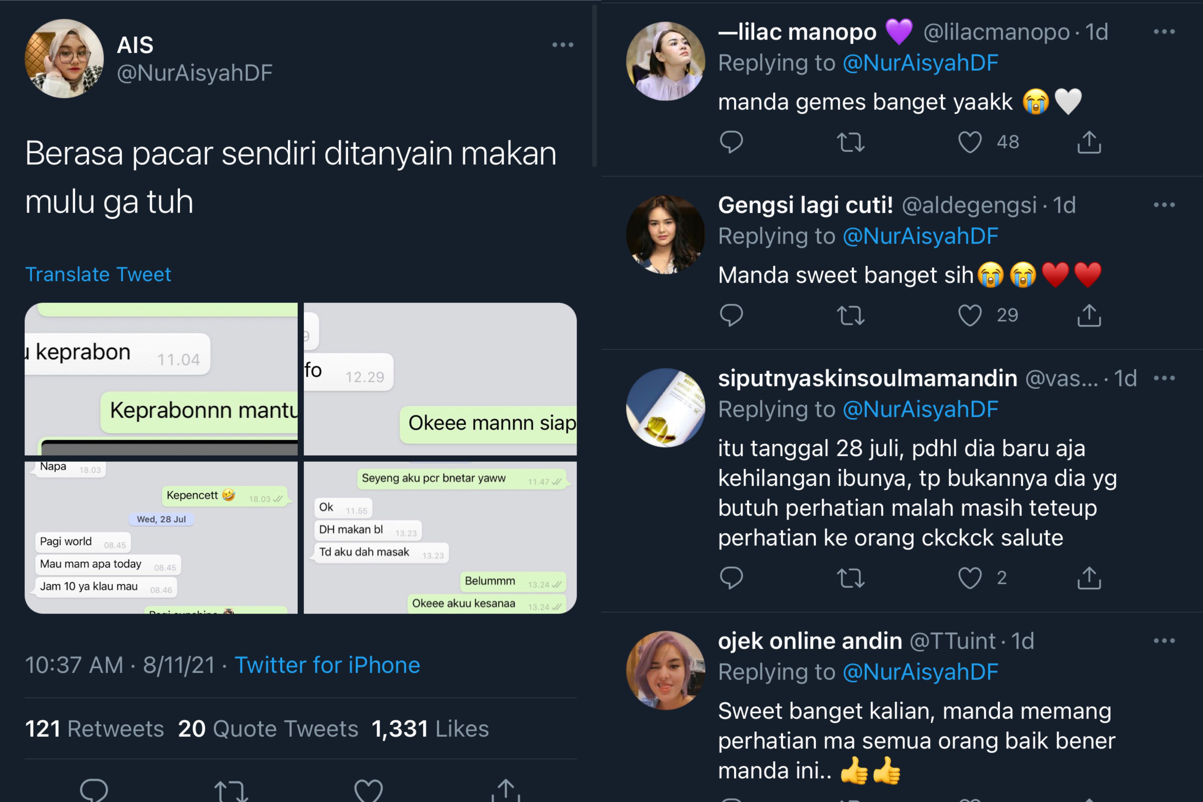 Cuitan manajer endorsement Amanda Manopo, Nur Aisyah di Twitter.