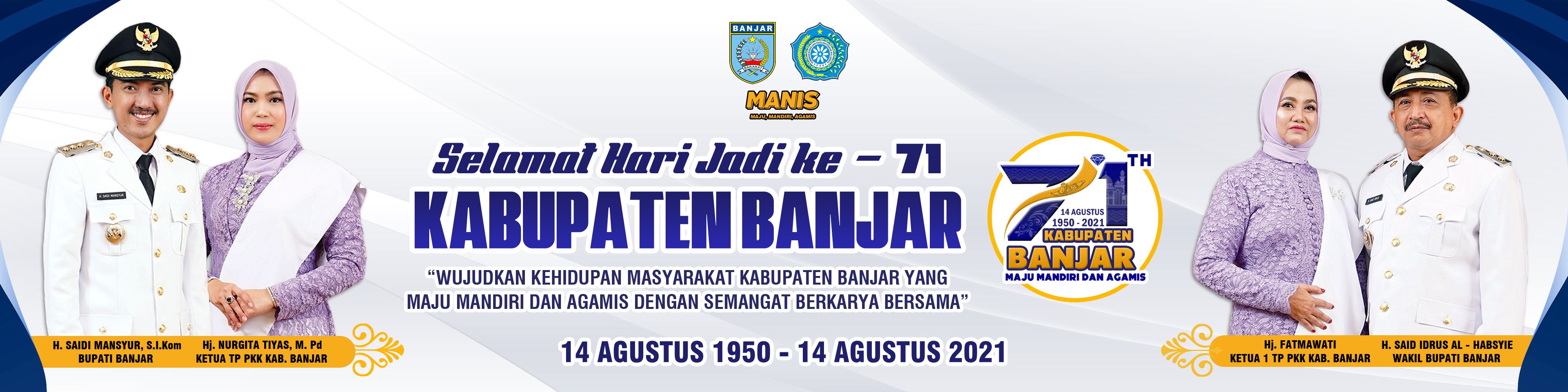 Banner Hari Jadi Kabupaten Banjar Ke-71 Kalimantan Selatan