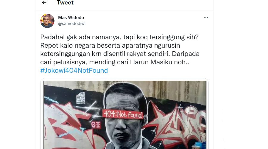 'Jokowi:404 Not Found' Dinilai Menghina Presiden Joko Widodo, Netizen: Gak Ada Namanya Kok Tersinggung? Repot