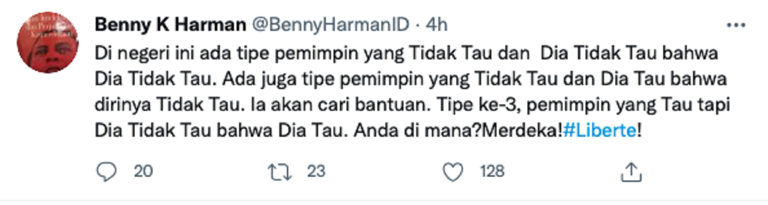 Politisi Partai Demokrat Benny Harman bicara 3 tipe pemimpin yang ada di Indonesia./
