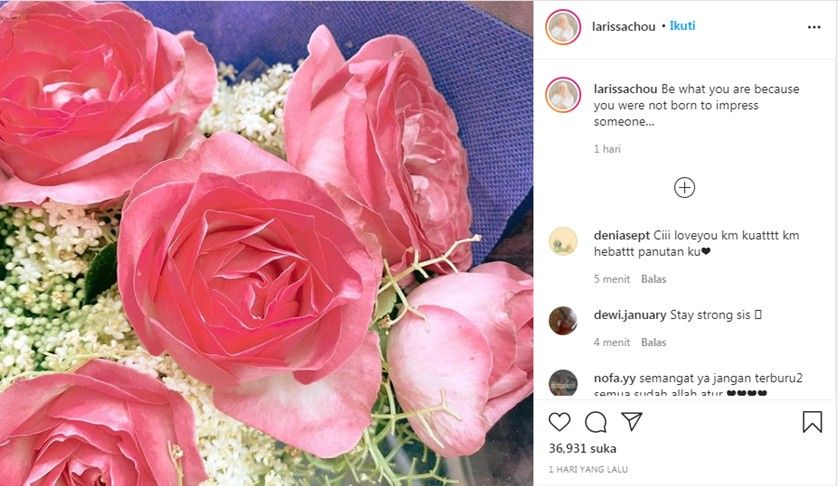 Postingan Larissa Chou, mantan istri Alvin Faiz yang dibanjiri komentar netizen usai beredar kabar pernikahan Alvin Faiz dengan Henny Rahman
