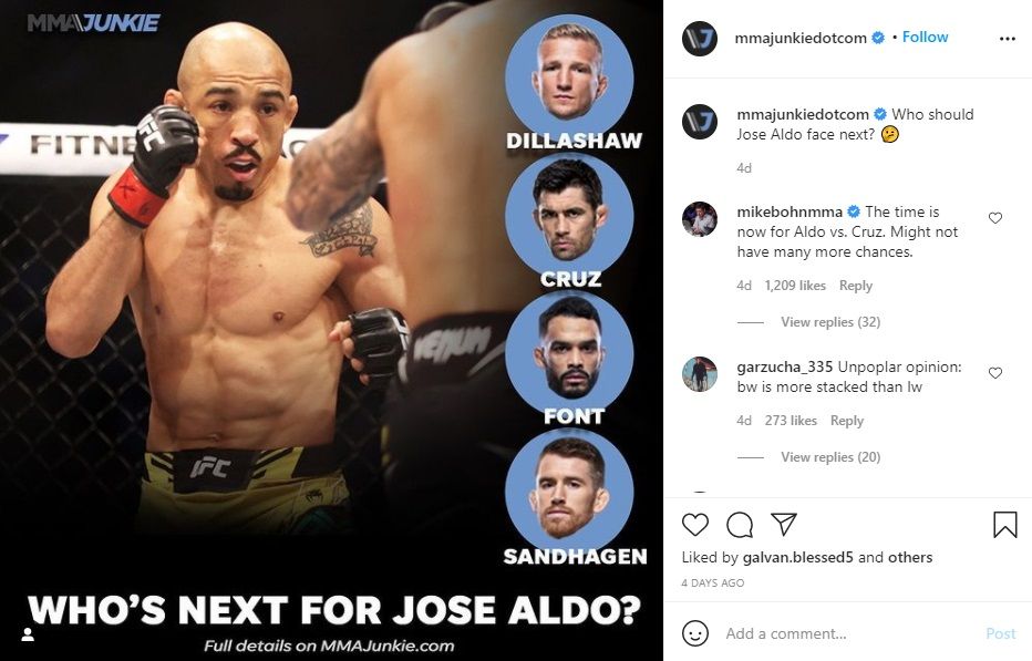 4 Nama Digadang Lawan Jose Aldo di UFC MMA, Ada TJ Dillashaw dan Cory Sandhagen