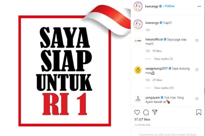Unggahan Kaesang Pangarep di Instagram.