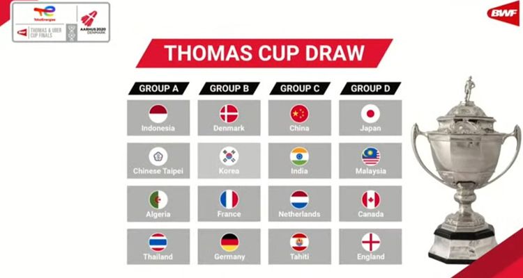 Hasil lengkap drawing Thomas Cup 2021