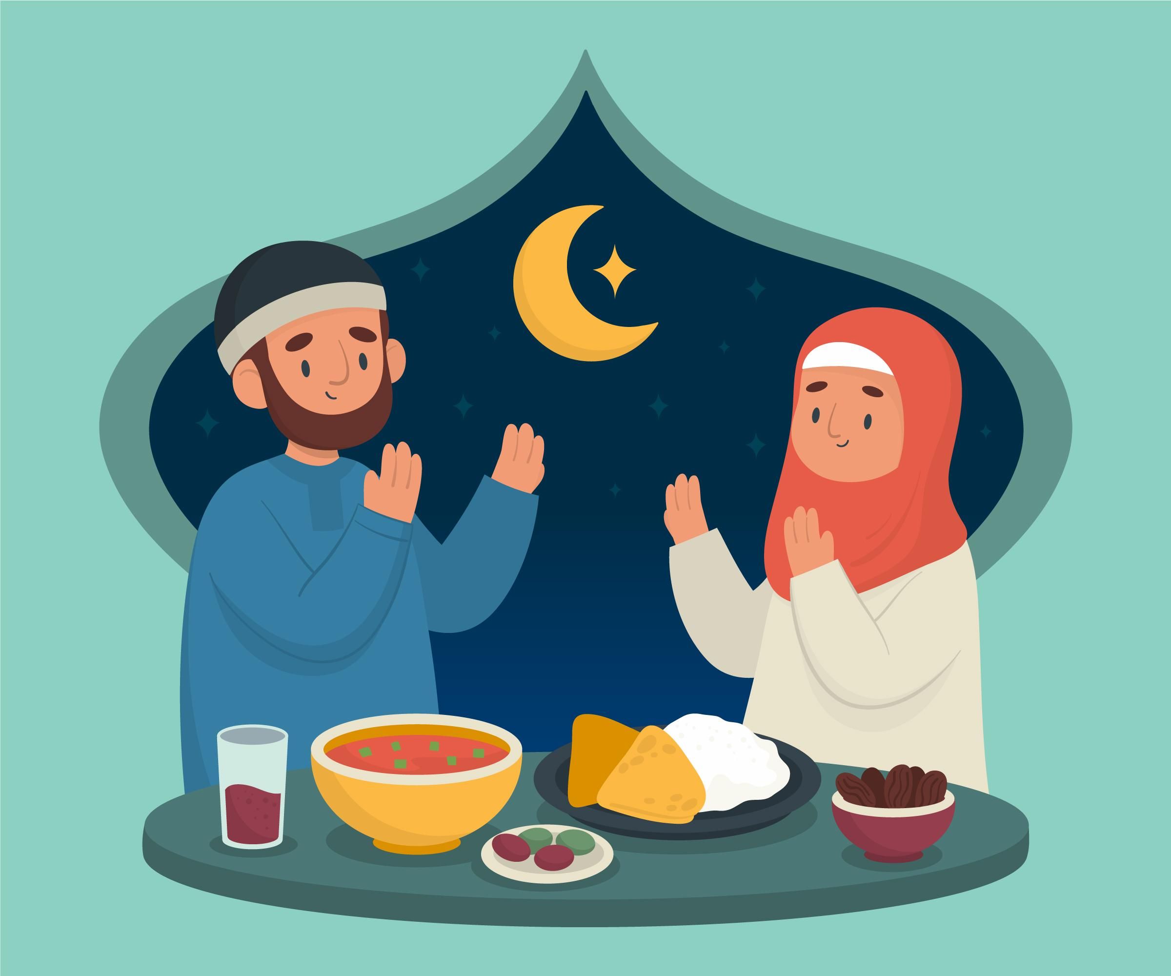Разговение в рамадан что это. Ифтар мусульманский. Рамадан. Ифтар иллюстрации. Мусульманская семья.
