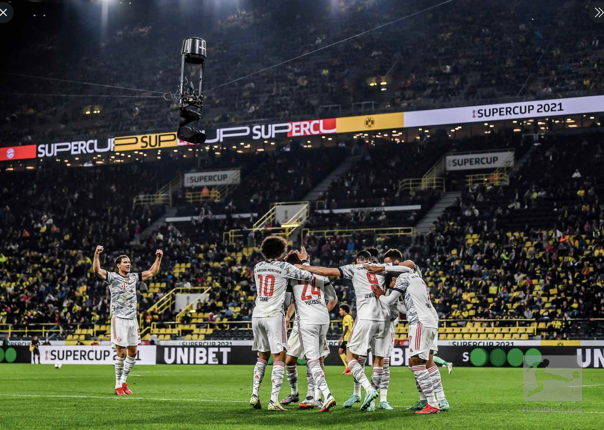 Bayern Munchen kalahkan Borussia Dortmund di Signal Iduna Park dalam laga Piala Super Jerman (17 Agustus 2021).