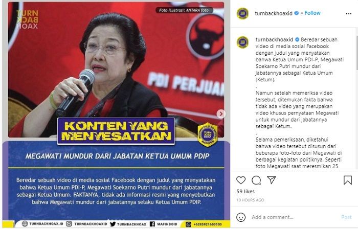 HOAKS - Beredar video yang menyebut jika Megawati mundur dari Ketua Umum PDIP dan meminta Jokowi menggantikannya.*