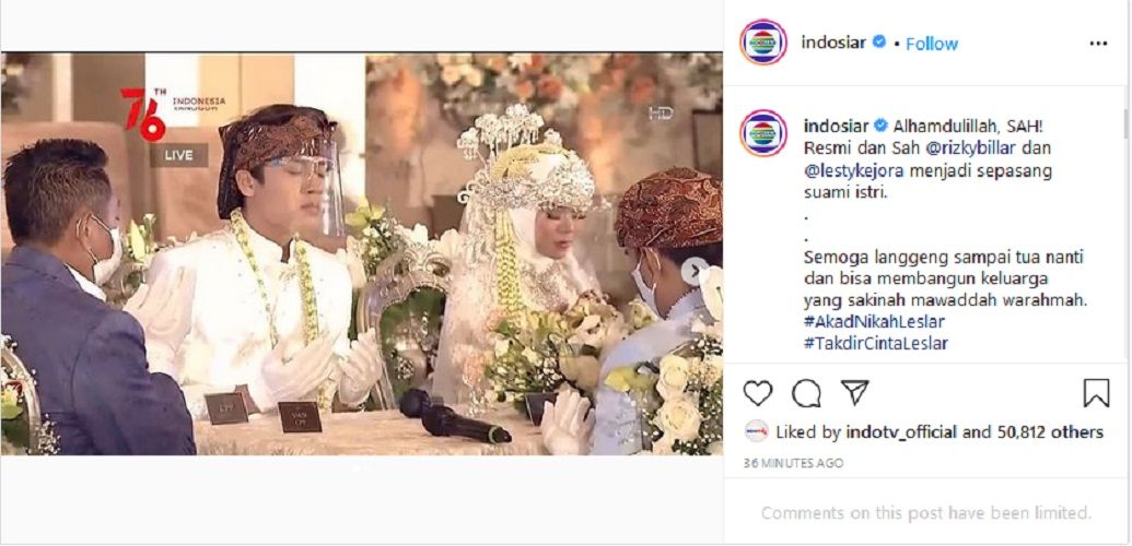 Leti Kejora dan Rizky Billar Syah Jadi Suami Istri, inilah Link Live Streaming Rangkaian Acara Pernikahannya