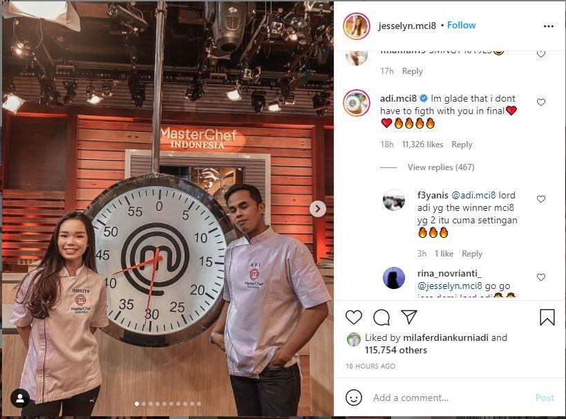 Jesselyn Unggah Kebersamaan dan Arti Penting Lord Adi di MasterChef Indonesia Season 8: Sosok Ayah/Tangkap Layar Instagram @jesselyn.mci8