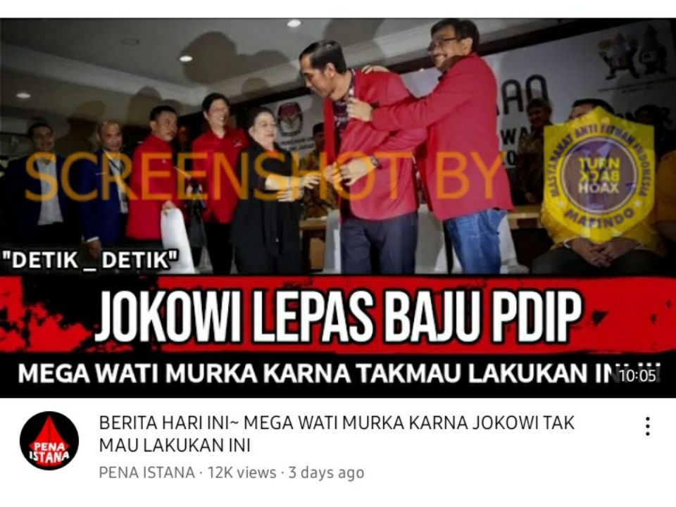Hoaks Jokowi lepas seragam PDI Perjuangan hingga membuat marah Megawati.