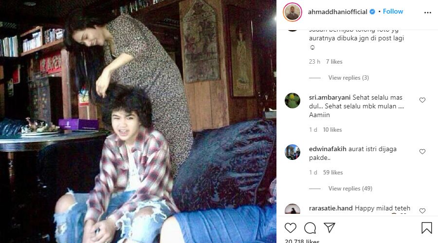 Ahmad Dhani Unggah Foto Anak Istri, Malah Ditegur Netizen Gara-gara Disebut 'Pamer Aurat' Mulan Jameela