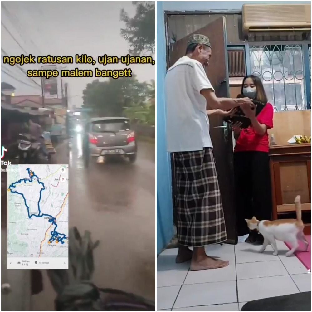 Perjuangan Ayah Driver Ojol Babeh Ary Terobos Hujan Demi Beli Laptop Buat  Nindy, Viral di Twitter - Portal Bangka Belitung