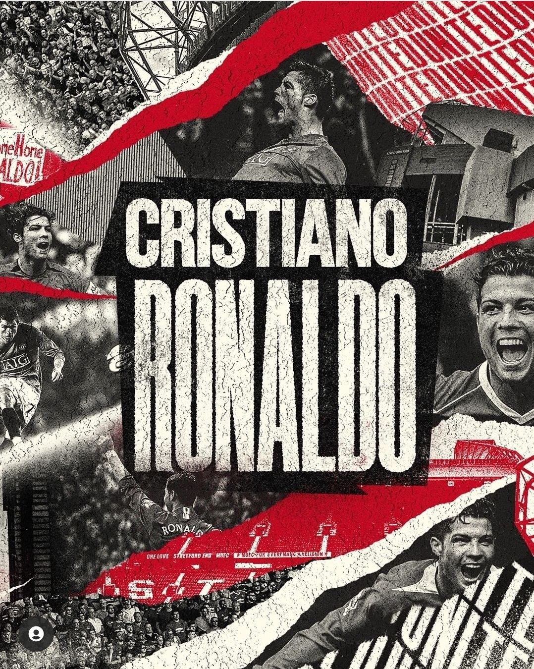 Poster penyambutan kembalinya Cristiano Ronaldo ke Manchester United.