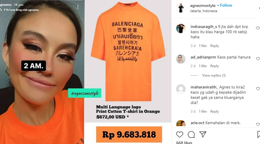 Agnez Monica Pakai Kaos 'Biasa' Harganya Bikin Kaget Mencapai 9 Juta Lebih, Netizen: Kaos Partai Hanura
