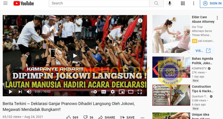 Hoax (hoaks) Jokowi deklarasikan Ganjar Pranowo sebagai Presiden Republik Indonesia 2024