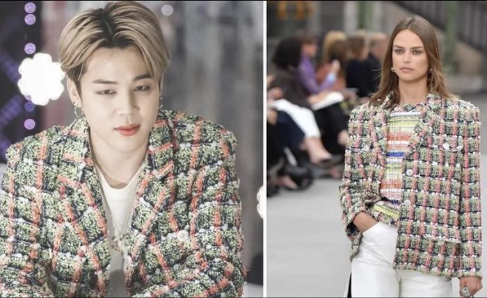 Pembuktian baru dari Jungkook BTS tetap berkesan maskulin meski pakai baju perempuan dari brand Chanel dikombinasi outfit dari Denim