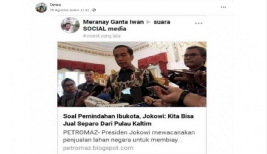 Hoax! Soal Pemindahan Ibukota, Jokowi: Kita Bisa Jual Separo Dari Pulau Kaltim.*