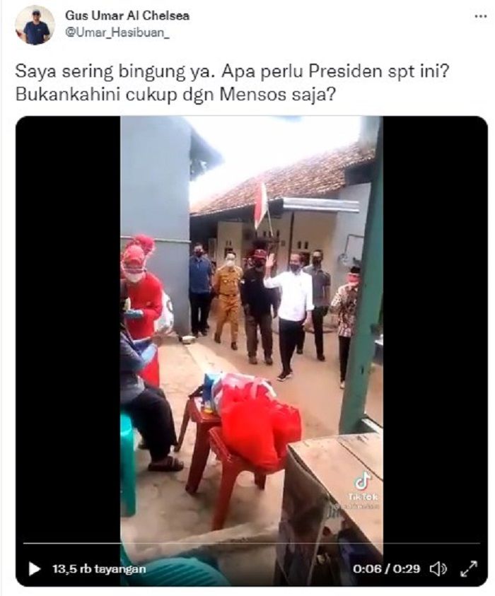 Cuitan Gus Umar yang menanggapi blusukan Presiden Jokowi ke rumah warga di Cirebon, Jawa Barat