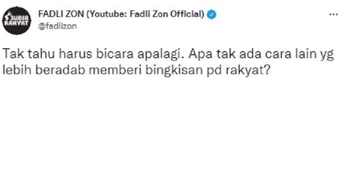 Cuitan Fadli Zon tanggapi pemberian bingkisan oleh Jokowi kepada warga Cirebon yang sampai rela turun ke saluran air yang penuh lumpur