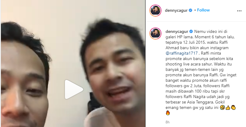 Denny Cagur ingat momen Raffi Ahmad minta promosikan akun Instagram miliknya, bahkan sekarang terbesar se Asia Tenggara.