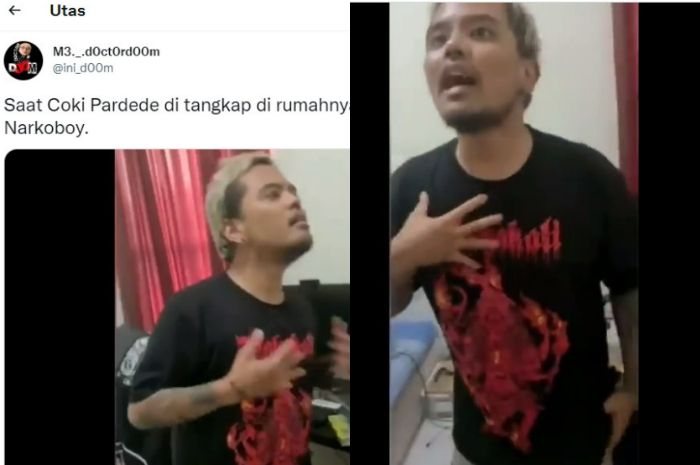 Detik-detik video dugaan penangkapan Coki Pardede ini viral di media sosial, dan menunjukan kepanikan Coki.