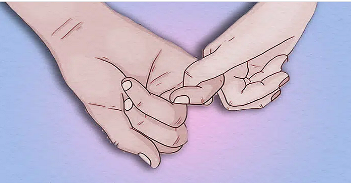 Cara berpegangan tangan dengan satu jari.