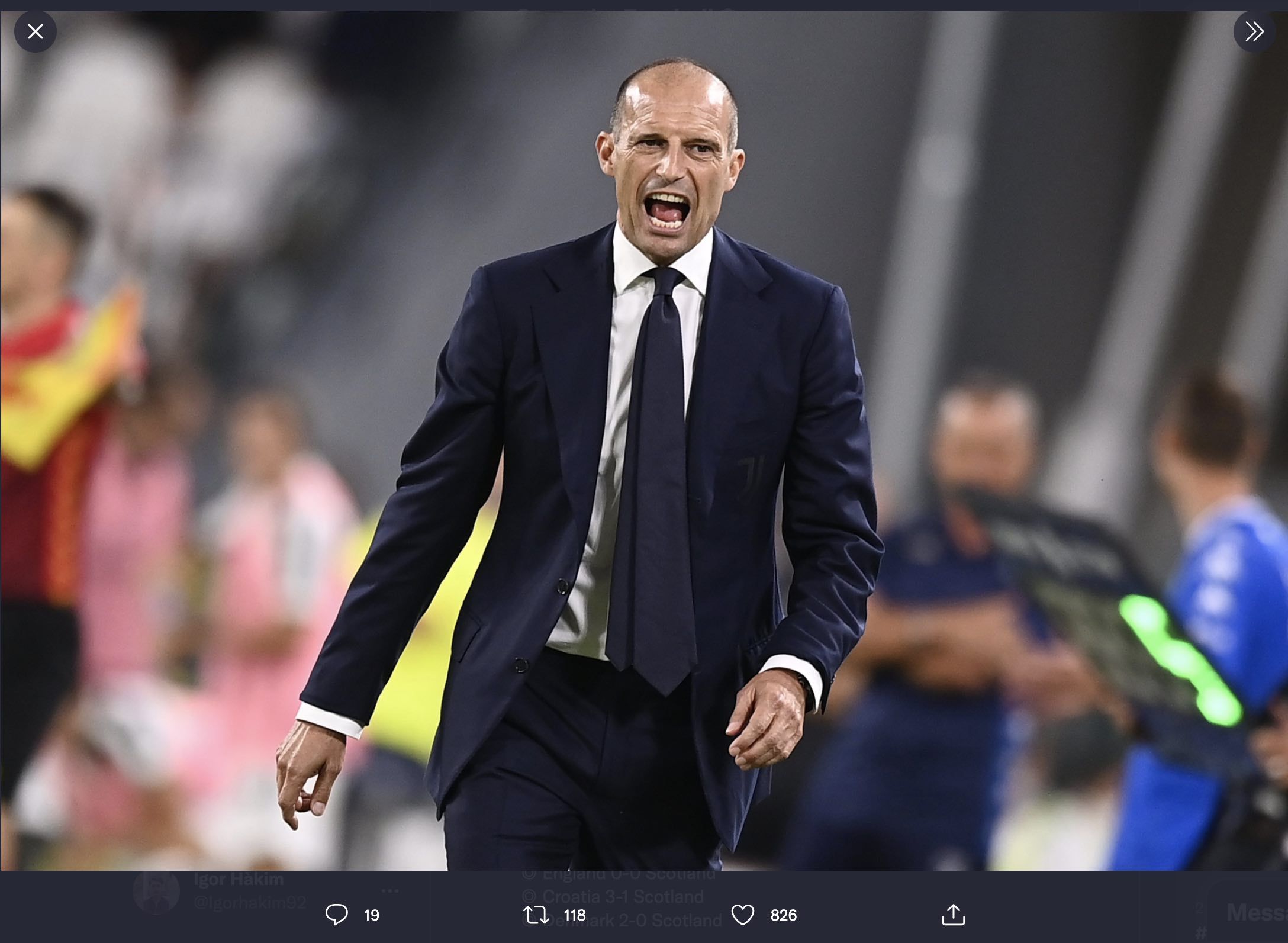Pelatih Juventus, Massimiliano Allegri.