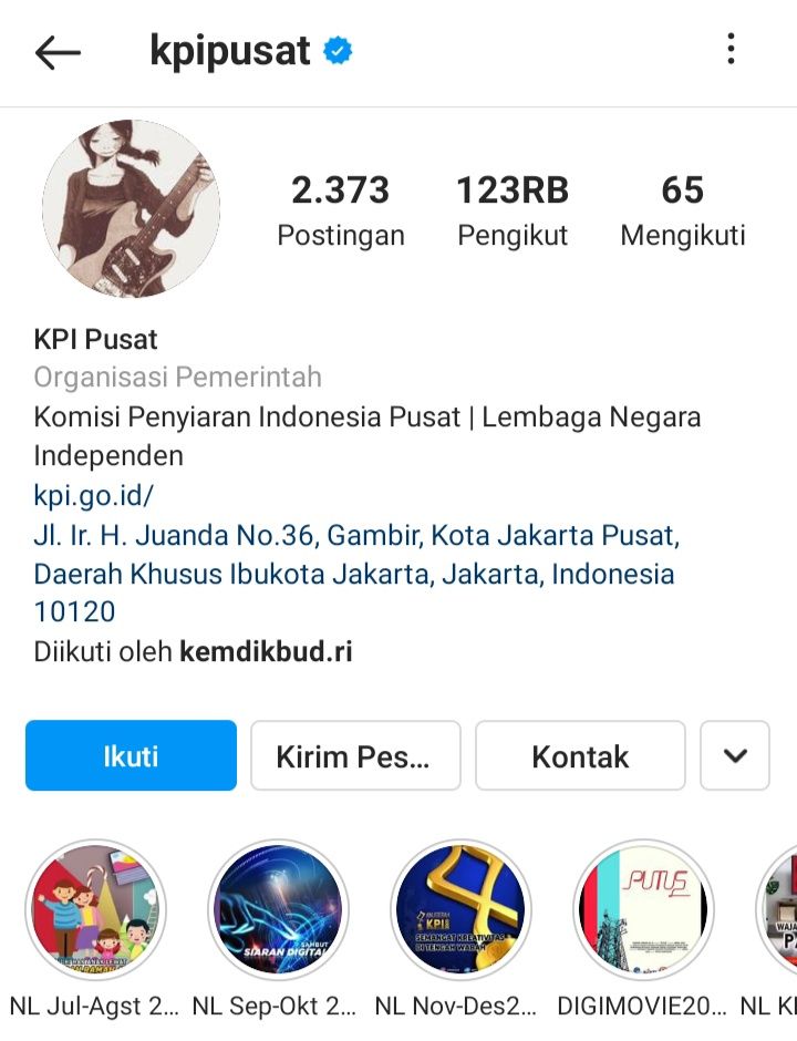 Profil Instagram KPI Pusat Berubah Jadi Foto Anime, Benarkah Dihack? Simak Faktanya/tangkapan layar Instagram KPI Pusat