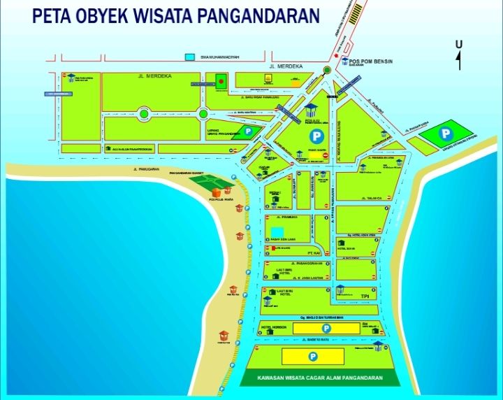 Peta Objek Wisata Pantai Pangandaran.