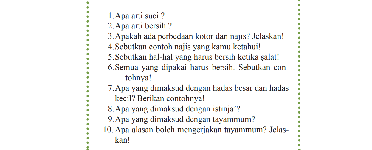 Apa Arti Suci Apa Arti Bersih Apakah Ada Perbedaan Kotor Dan Najis Jelaskan Jawaban Agama Islam Pai Kelas 4 Metro Lampung News