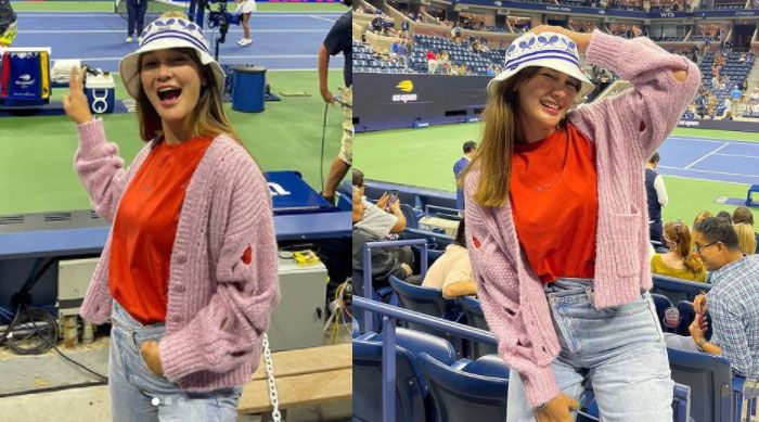 Ini dia pose Luna Maya dengan Cardigan 'bolong' nya saat nonton pertandingan tennis US open 2021 di New York