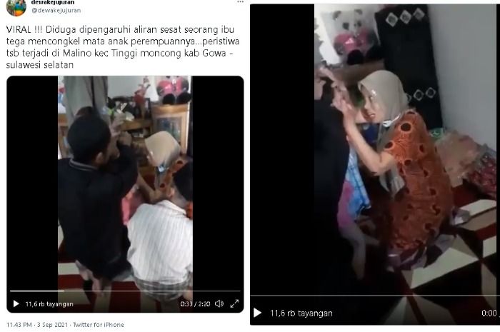 Video viral ibu congkel mata anaknya sendiri di Gowa, Sulawesi Selatan.