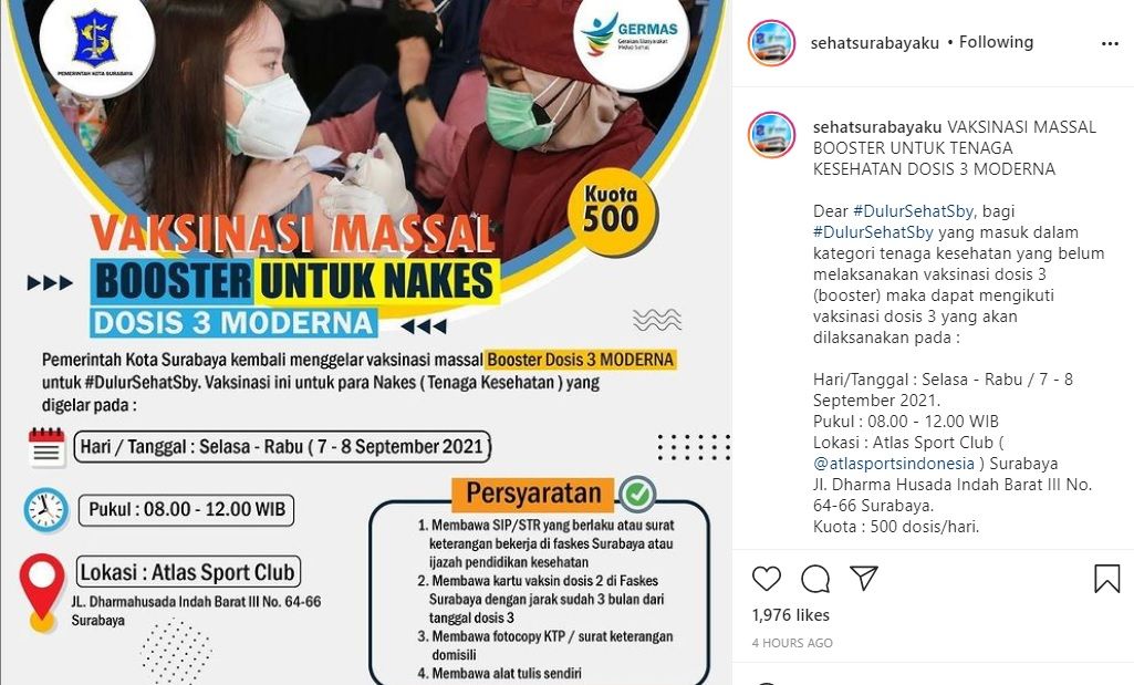 Informasi vaksinasi Booster di Surabaya